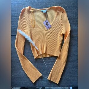 Sincerely Jules TANGERINE Crop Sweater NWT
